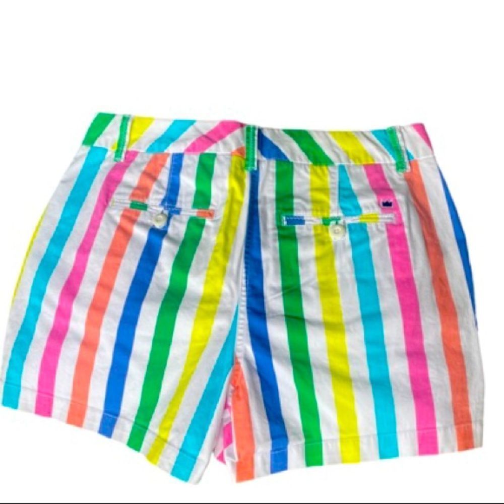 CROWN & IVY Rainbow Striped 
 5 Inch Inseam Caroline Shorts Sz 8